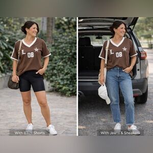 Lioness Brown Top with White Accents